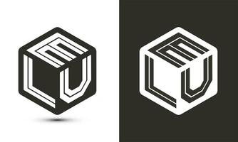 elu lettera logo design con illustratore cubo logo, vettore logo moderno alfabeto font sovrapposizione stile.