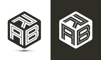 rab lettera logo design con illustratore cubo logo, vettore logo moderno alfabeto font sovrapposizione stile.