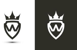 lettera w iniziali firma logotipo. elegante logo icona vettore design. lusso scudo corona cartello.