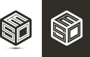 eso lettera logo design con illustratore cubo logo, vettore logo moderno alfabeto font sovrapposizione stile.