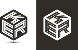 ker lettera logo design con illustratore cubo logo, vettore logo moderno alfabeto font sovrapposizione stile.