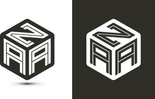 zaf lettera logo design con illustratore cubo logo, vettore logo moderno alfabeto font sovrapposizione stile.