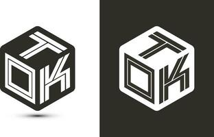 tok lettera logo design con illustratore cubo logo, vettore logo moderno alfabeto font sovrapposizione stile.