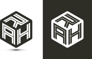 rah lettera logo design con illustratore cubo logo, vettore logo moderno alfabeto font sovrapposizione stile.