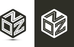 noz lettera logo design con illustratore cubo logo, vettore logo moderno alfabeto font sovrapposizione stile.