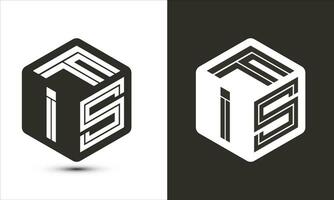 fis lettera logo design con illustratore cubo logo, vettore logo moderno alfabeto font sovrapposizione stile.