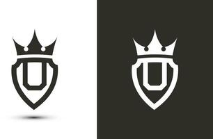 lettera u iniziali firma logotipo. elegante logo icona vettore design. lusso scudo corona cartello.