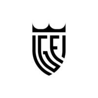 gf corona scudo iniziale lusso e reale logo concetto vettore