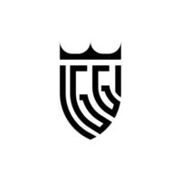 gg corona scudo iniziale lusso e reale logo concetto vettore