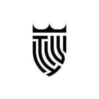 iv corona scudo iniziale lusso e reale logo concetto vettore