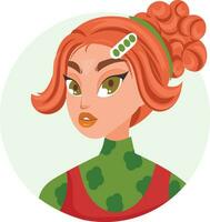 cartone animato vettore illustrazione giovane femmina personaggi facce Natale idea donna con colorato capelli, bella ritratti per sociale reti o utente profili nel Internet, icona costume festa
