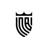 nb corona scudo iniziale lusso e reale logo concetto vettore