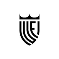 uf corona scudo iniziale lusso e reale logo concetto vettore