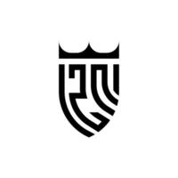 zn corona scudo iniziale lusso e reale logo concetto vettore