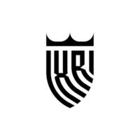 xr corona scudo iniziale lusso e reale logo concetto vettore