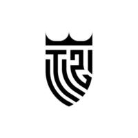tz corona scudo iniziale lusso e reale logo concetto vettore