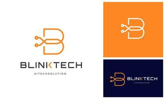 moderno semplice iniziale lettera B con digitale tecnologia filo collegamento Internet connessione logo design vettore