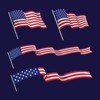 Set di bandiera americana Wavin vettore