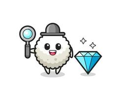 illustrazione del personaggio della palla di riso con un diamante vettore