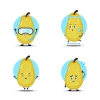 simpatica collezione di personaggi jackfruit vettore