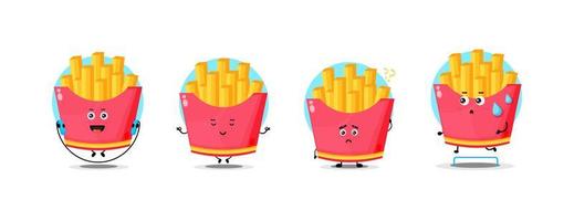 simpatica collezione di personaggi di patatine fritte vettore