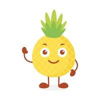 vettore ananas frutta cartone animato personaggio agitando mano