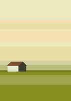 minimalista scandinavo paesaggio vettore illustrazione. estate villaggio paesaggio colorato manifesto.