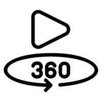 360 video linea icona vettore