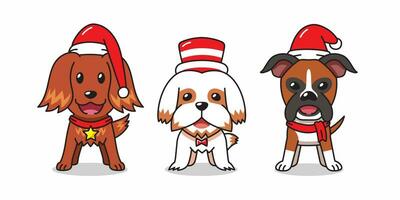 cartone animato personaggio carino cani Natale costumi vettore