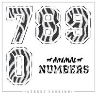 Numeri di mosaico di animali per t-shirt, poster, cartoline e altri usi. vettore