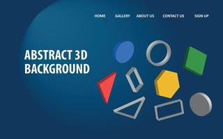 forma geometrica astratta 3d per il web design sfondo blu vettore