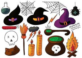 elementi di design di halloween in mano disegnare in stile vettore