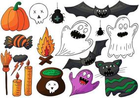 elementi di design di halloween in mano disegnare in stile vettore