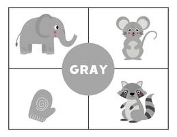 imparare i colori primari di base per i bambini. grigio. vettore