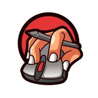 mouse con mano illustrazione logo personal computer vettore