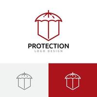 ombrello scudo protezione protezione intelligente logo semplice linea vettore