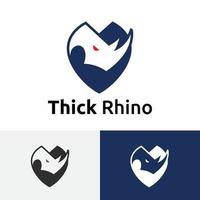 logo scudo forte rinoceronte rinoceronte dalla pelle spessa vettore