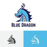 logo del gioco esport cool testa di drago blu vettore