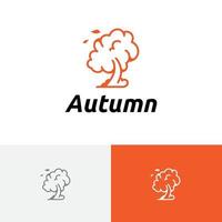 logo della linea della stagione autunnale dell'albero del vento soffiato vettore