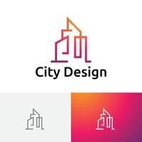 logo della linea dell'architetto di design di edifici della città vettore