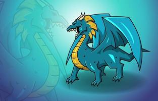 ali di drago blu fantasia mitologia mostro leggenda creatura vettore