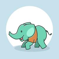 simpatico elefantino felice amichevole in piedi in esecuzione personaggio dei cartoni animati vettore