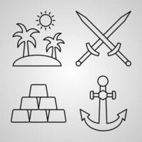 pirata, icona, set, vettore, illustrazione, eps vettore