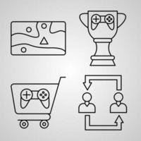 semplice set di icone di icone di linea relative ai giochi online vettore