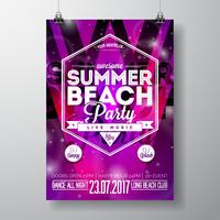 Progettazione di Flyer del partito di estate spiaggia vettoriale con elementi tipografici