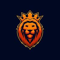 fantastico re leone d'oro con mascotte logo vettoriale corona
