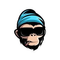 fantastici occhiali da scimmia fumosi mascotte logo vettoriale