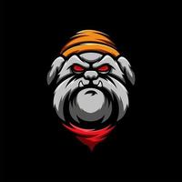 fantastico logo mascotte vettoriale testa di bulldog cool