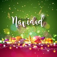 Illustrazione di Natale con Feliz Navidad Typography vettore