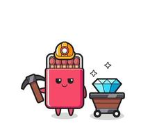 illustrazione del personaggio della scatola dei fiammiferi come un minatore vettore